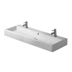 Duravit Vero - Double vasque 1200x470 mm, avec 2 trous pour robinetterie, avec WonderGliss, blanc alpin 04541200241