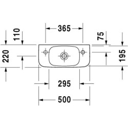 Duravit DuraStyle - Lave-mains 500x220mm, avec un trou pour robinet à gauche, blanc 0713500009