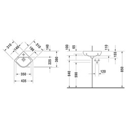 Duravit ME by Starck - Lave-mains d'angle 435x380 mm, avec 1 trou, blanc alpin 0722430000