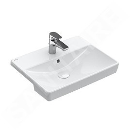 Villeroy & Boch Avento - Vasque semi-encastrée avec trop-plein, trois trous, 550 x 360 mm - avec CeramicPlus, blanc alpin