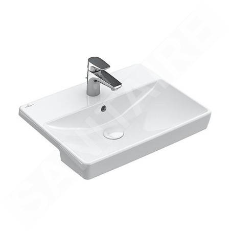 Villeroy & Boch Avento - Vasque semi-encastrée avec trop-plein, trois trous, 550 x 360 mm - avec CeramicPlus, blanc alpin