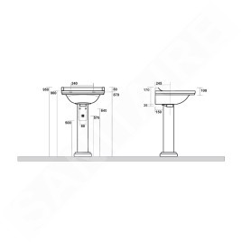 Sapho Kerasan Waldorf - Colonne universelle en céramique, blanc 417001