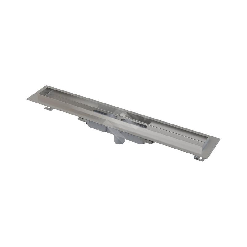 Alcadrain Douchegoten - Bac à douche Professional Low 300 mm, avec rebord pour grille complète, écoulement vertical, acier