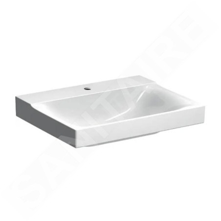 Geberit Xeno 2 - Lavabo 600x480 mm, avec 1 trou, sans trop-plein, avec KeraTect, blanc 500.530.01.1