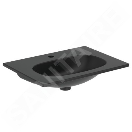 Ideal Standard Tesi - Meuble-lavabo 625x450 mm, avec trop-plein, trou pour robinetterie, noir T3510V3