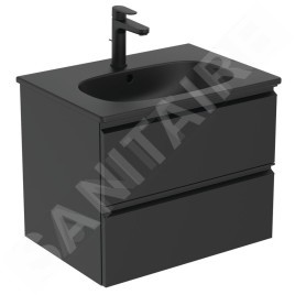 Ideal Standard Tesi - Meuble-lavabo 625x450 mm, avec trop-plein, trou pour robinetterie, noir T3510V3