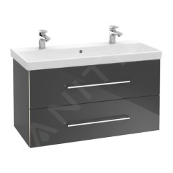 Villeroy & Boch Avento - Double meuble-lavabo 1000x470 mm, avec trop-plein, trou pour robinet, CeramicPlus, Stone White 4156A4RW