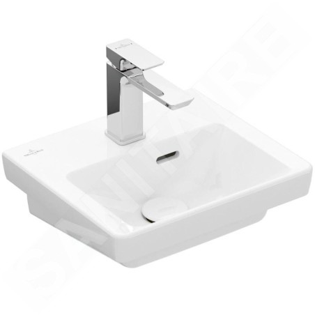 Villeroy & Boch Subway 3.0 - Meuble-lavabo 370x305 mm, avec trop-plein, trou pour robinet, blanc alpin 43703701