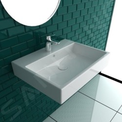 Duravit Vero Air - Lavabo 600x470 mm, avec trop-plein, avec 1 trou pour robinetterie, WonderGliss, blanc 23506000001