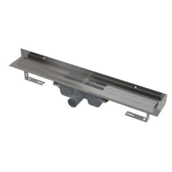Alcadrain Douchegoten - Goulotte de douche murale 550 mm, avec rebord pour grille complète et collier de fixation au mur, acier