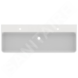 Ideal Standard Conca Ceram - Double-lavabo 1200x450 mm, sans trop-plein, trous pour robinet, blanc T380801