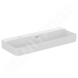 Ideal Standard Conca Ceram - Double-lavabo à poser 1200x450 mm, avec trop-plein, trous pour robinet, blanc T383901