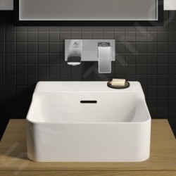 Ideal Standard Conca Ceram - Lave-main à poser 400x350 mm, avec trop-plein, sans trou pour robinet, blanc T387701