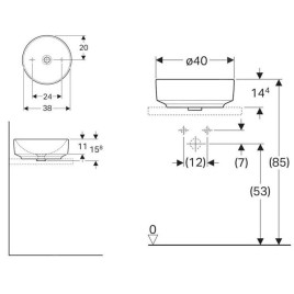 Geberit VariForm - Vasque, diamètre 400 mm, sans trop-plein, sans trou pour robinetterie, blanc 500.768.01.2
