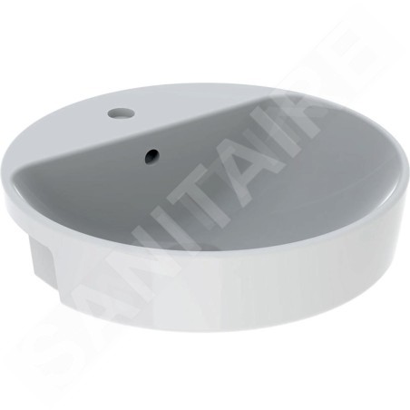 Geberit VariForm - Vasque semi-encastrée, diamètre 500 mm, avec trop-plein, trou pour robinetterie, blanc 500.782.01.2
