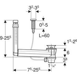 Geberit Accessoires - Raccordement de lavabo Clou, avec tirage à câble et la poignée rotative 152.019.00.1