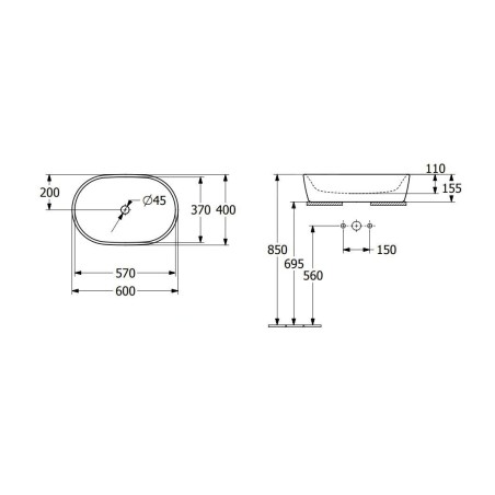 Villeroy & Boch Architectura - Vasque à poser, 600x400 mm, avec trop-plein, Ceramicplus, blanc alpin 5A2660R1