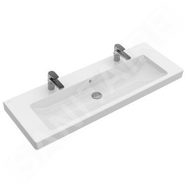 Villeroy & Boch Subway 2.0 - Meuble-lavabo 1300x470 mm, avec trop-plein, deux trous, blanc 7176D201
