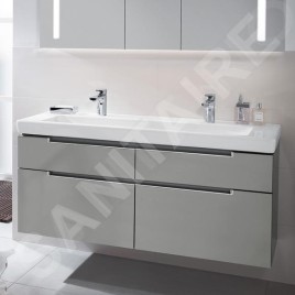 Villeroy & Boch Subway 2.0 - Meuble-lavabo 1300x470 mm, avec trop-plein, deux trous, blanc 7176D201