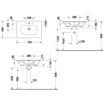 Duravit Viu - Lavabo 730x490 mm, avec un trou pour robinet, avec WonderGliss, blanc alpin 23447300001