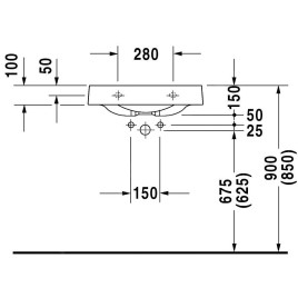 Duravit Architec - Lavabo sans trop-plein, 575 mm x 520 mm, blanc - lavabo, avec trou à gauche 0449580009