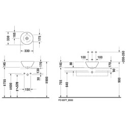 Duravit Starck 1 - Vasque sans trou avec trop-plein, diamètre 330 mm, blanc - vasque, avec WonderGliss 04083300001