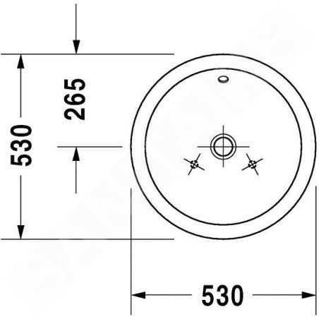 Duravit Starck 1 - Vasque sans trou avec trop-plein, diamètre 530 mm, blanc - vasque, avec WonderGliss 04475300001