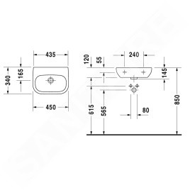 Duravit D-Code - Lave-mains 450x360 mm, sans trou, blanc alpin 07074500702