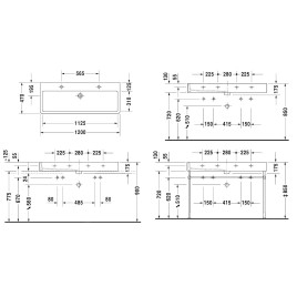 Duravit Vero - Meuble lavabo double 1200x470 mm, avec 2 trous pour robinetterie, avec WonderGliss, blanc alpin 04541200261