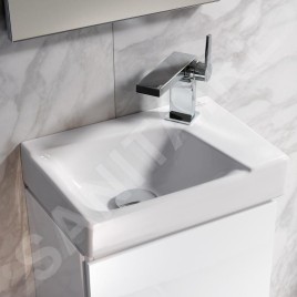 Geberit Xeno 2 - Lave-mains 400x280 mm, avec 1 trou à droite, sans trop-plein, avec KeraTect, blanc 500.529.01.1