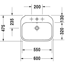 Duravit Happy D.2 - Lavabo 600x475 mm, avec un trou pour robinetterie, blanc alpin 2316600000