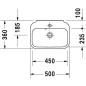 Duravit Happy D.2 - Lave-mains 500x360 mm, avec un trou pour robinetterie, avec WonderGliss, blanc alpin 07095000001