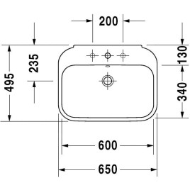 Duravit Happy D.2 - Lavabo 650x495 mm, avec un trou pour robinetterie, avec WonderGliss, blanc alpin 23166500001