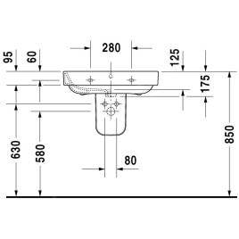 Duravit Happy D.2 - Lavabo 650x495 mm, avec un trou pour robinetterie, avec WonderGliss, blanc alpin 23166500001