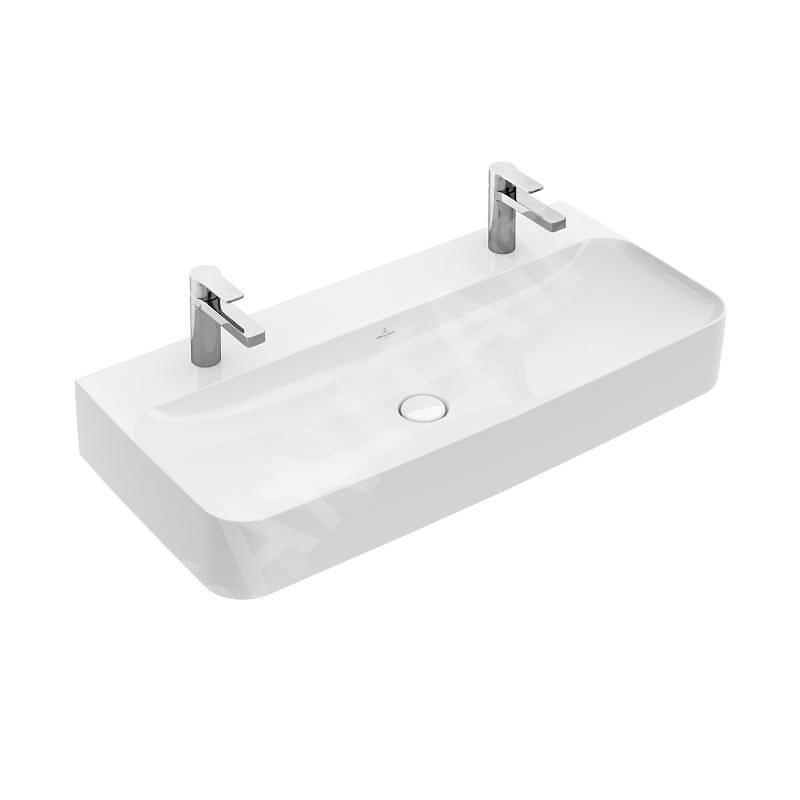Villeroy & Boch Finion - Double vasque sans trop-plein, 1000x470 mm, avec CeramicPlus, blanc alpin 4168A1R1 Villeroy & Boch Finion - Double vasque sans trop-plein, 1000x470 mm, avec CeramicPlus, blanc alpin 4168A1R1