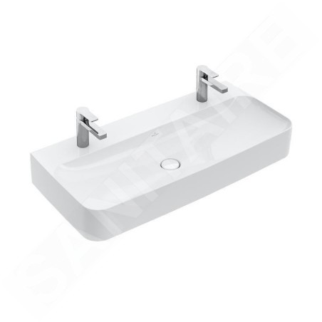 Villeroy & Boch Finion - Double vasque sans trop-plein, 1000x470 mm, avec CeramicPlus, blanc alpin 4168A1R1