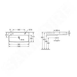 Villeroy & Boch Finion - Double vasque sans trop-plein, 1000x470 mm, avec CeramicPlus, blanc alpin 4168A1R1