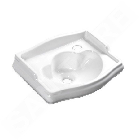 Sapho Kerasan Retro - Lave-mains céramique 410x300 mm, trou pour robinetterie à droite, sans trop-plein, blanc 103301DX