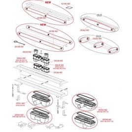 Alcadrain Douchegoten - Caniveau de douche Wall 850 mm, avec collier fixe au mur, évacuation verticale, inox APZ1116-850