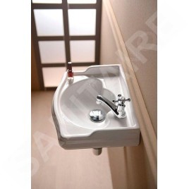 Sapho Kerasan Retro - Lave-mains céramique 410x300 mm, trou pour robinetterie à droite, sans trop-plein, blanc 103301DX