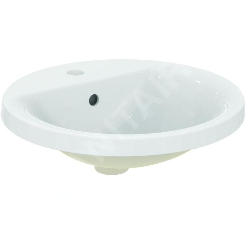 Ideal Standard Connect - Lavabo encastré 480 mm, avec déversoir, ouverture pour mitigeur, blanc E504201 Ideal Standard Connect - Lavabo encastré 480 mm, avec déversoir, ouverture pour mitigeur, blanc E504201