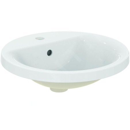 Ideal Standard Connect - Lavabo encastré 480 mm, avec déversoir, ouverture pour mitigeur, blanc E504201