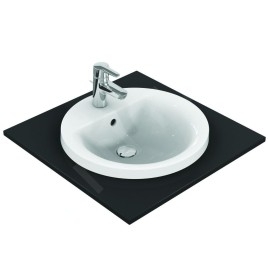Ideal Standard Connect - Lavabo encastré 480 mm, avec déversoir, ouverture pour mitigeur, blanc E504201