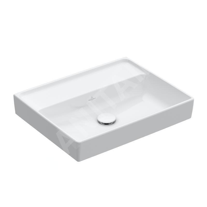 Villeroy & Boch Collaro - Lavabo 550x440 mm, sans trop-plein, sans trou de robinetterie, blanc alpin 4A335801 Villeroy & Boch Collaro - Lavabo 550x440 mm, sans trop-plein, sans trou de robinetterie, blanc alpin 4A335801