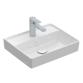 Villeroy & Boch Collaro - Lave-mains 450x370 mm, sans trop-plein, un trou de robinetterie, CeramicPlus, blanc alpin 433446R1