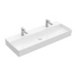 Villeroy & Boch Memento 2.0 - Double vasque 1200x470 mm, sans trop-plein, 2 trous de robinetterie, CeramicPlus, blanc alpin