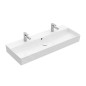 Villeroy & Boch Memento 2.0 - Double vasque 1200x470 mm, avec trop-plein, 2 trous de robinetterie, CeramicPlus, blanc alpin Villeroy & Boch Memento 2.0 - Double vasque 1200x470 mm, avec trop-plein, 2 trous de robinetterie, CeramicPlus, blanc alpin
