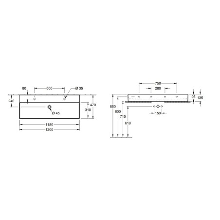 Villeroy & Boch Memento 2.0 - Meuble double vasque 1200x470 mm, avec trop-plein, 2 trous de robinetterie, blanc alpin 4A22CK01