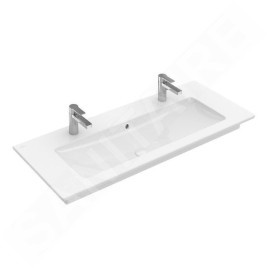 Villeroy & Boch Venticello - Meuble lavabo 1200x500 mm, avec trop-plein, 2 trous de robinetterie, CeramicPlus, blanc alpin