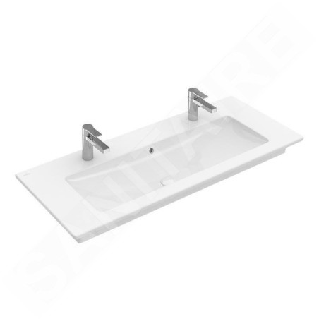 Villeroy & Boch Venticello - Meuble lavabo 1200x500 mm, avec trop-plein, 2 trous de robinetterie, CeramicPlus, blanc alpin